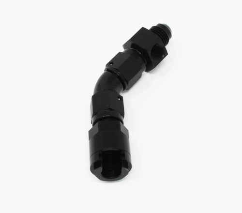 AEROMOTIVE AFS65602 VaporWorx 45-Degree Fuel Line Adapter with 6 AN Male to 3/8 Inch Female Quick Disconnect and NPT Port