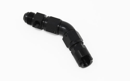 AEROMOTIVE VaporWorx Fuel Line Adapter Kit 45-Degree 8 AN Male to 3/8 Inch Female Quick Disconnect with 1/8 Inch NPT Port, Aluminum Black Anodized