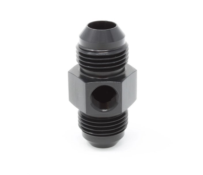 AEROMOTIVE 65609 Fitting Union Flare with 1/8-Inch NPT Port, 8 AN Male to 8 AN Male Aluminum Black Anodized Adapter