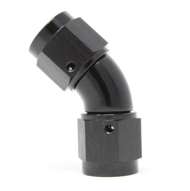 AEROMOTIVE 65612 F-F Swivel 45-Degree AN Fitting Aluminum Black Anodized
