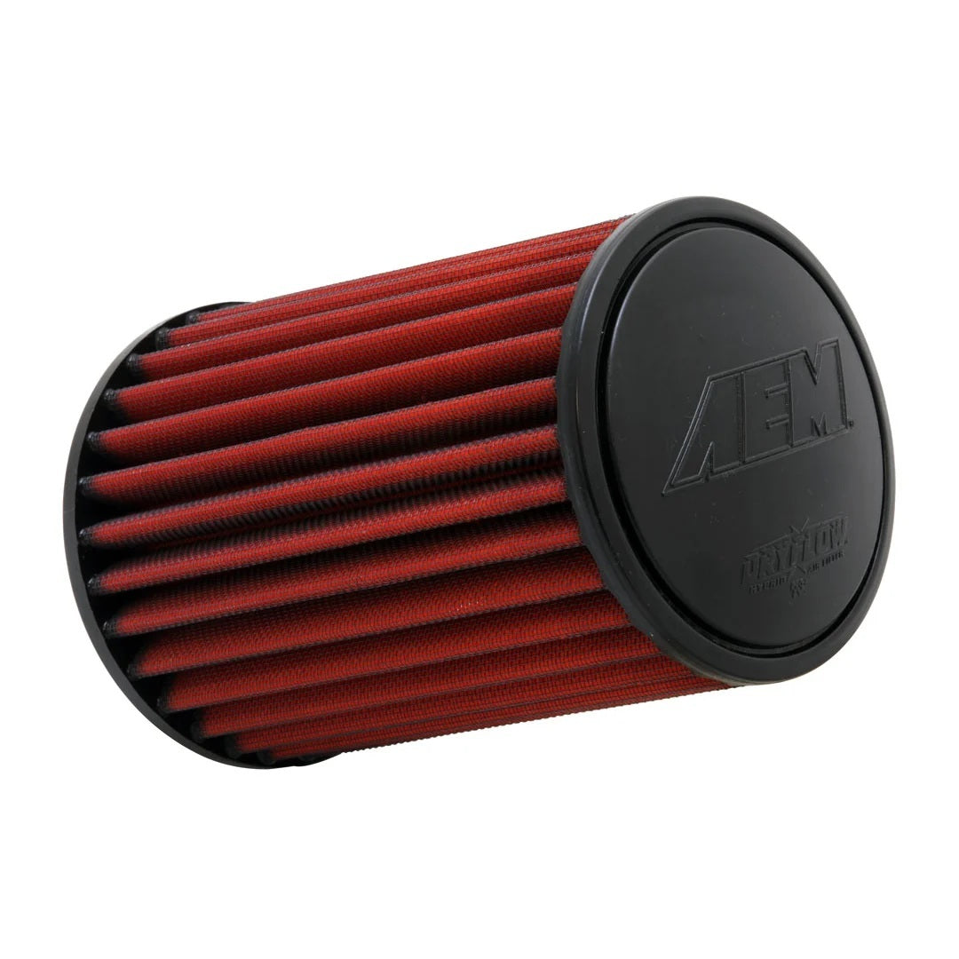 AEM INDUCTION AEM-21-2038DK DryFlow Conical Air Filter with Clamp-On Mount, 6-inch Base, 5-1/8-inch Top Diameter, 8-1/8-inch Height, 3-inch Flange, Synthetic Filter Media, Red