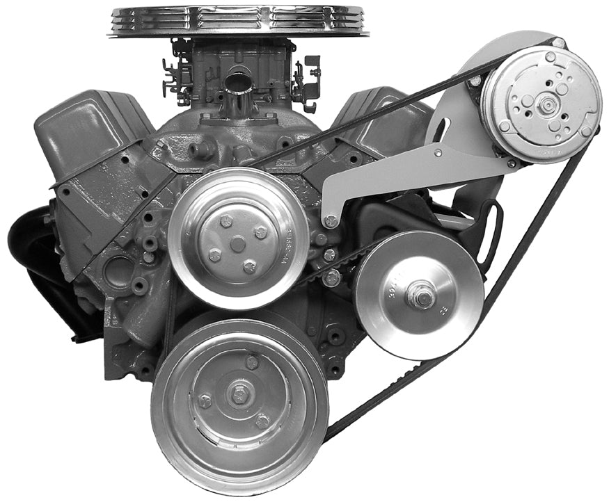 Alan Grove Components SBC LWP Air Conditioning Bracket for Small Block Chevy, Driver Side Mount, Steel, Natural Finish