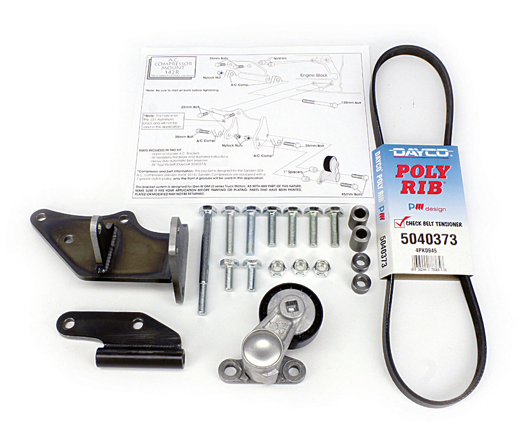 Alan Grove Components LS Engine Low Mount Air Conditioning Bracket for GM LS-Series Trucks