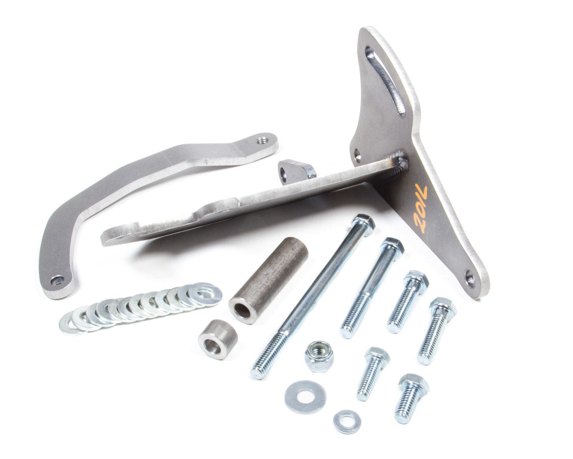 Alan Grove Components Alternator Bracket for Small Block Chevy, Long Water Pump, Driver Side High Mount, Steel, Natural Finish, Part Number 201L
