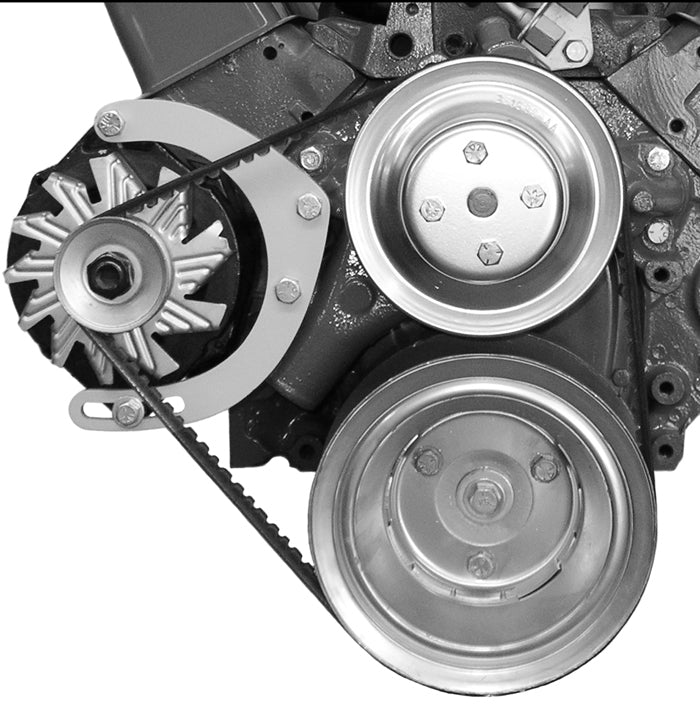 Alan Grove Components Alternator Bracket Passenger Side Mid Mount for Small Block Chevy with Long Water Pump - Steel, Natural Finish