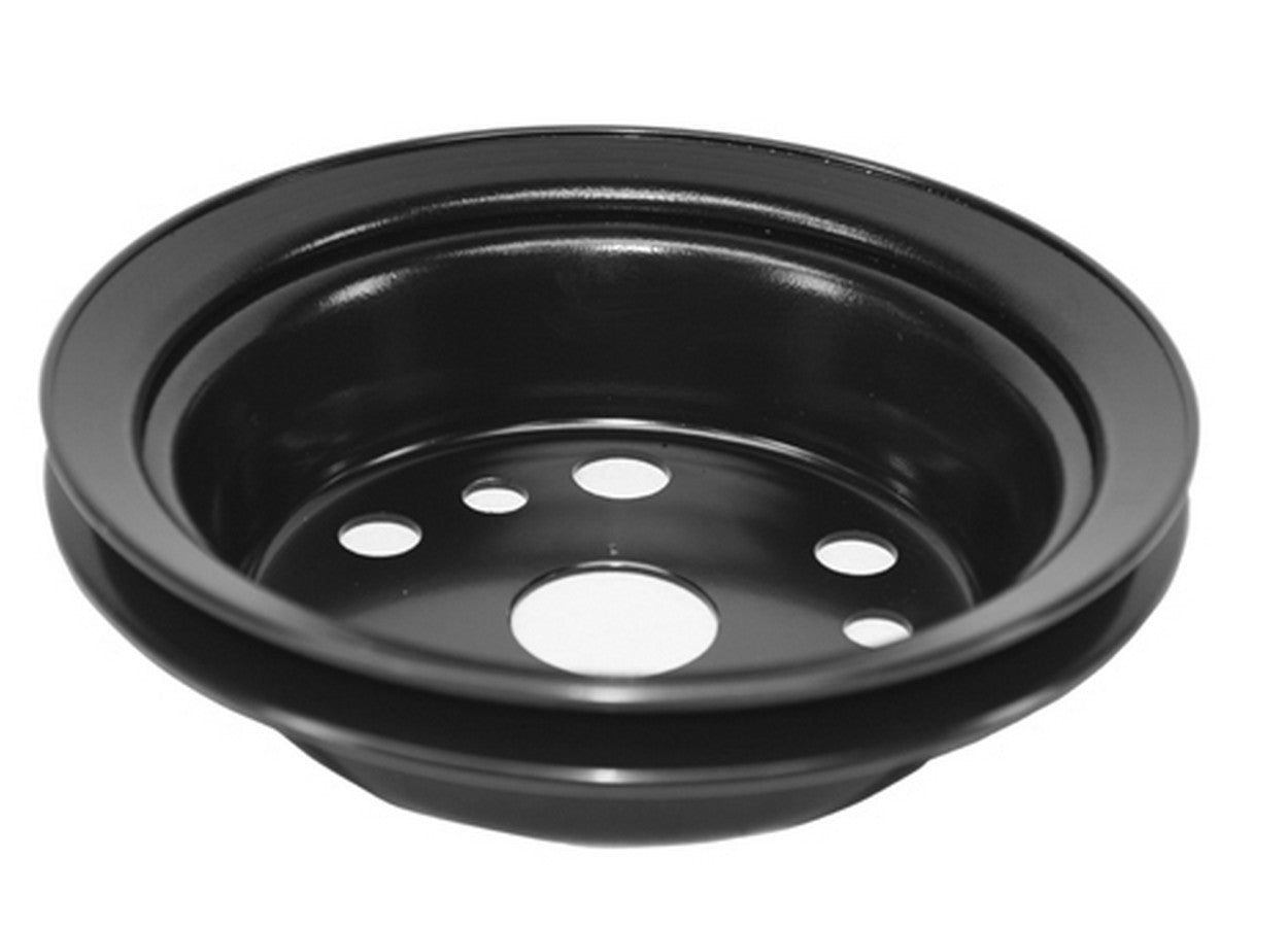 Alan Grove Components Crankshaft Pulley 502, 1-Groove V-Belt, 6.75-Inch Diameter, Steel, Black Finish, Short Water Pump, Small Block Chevy and GM W-Series