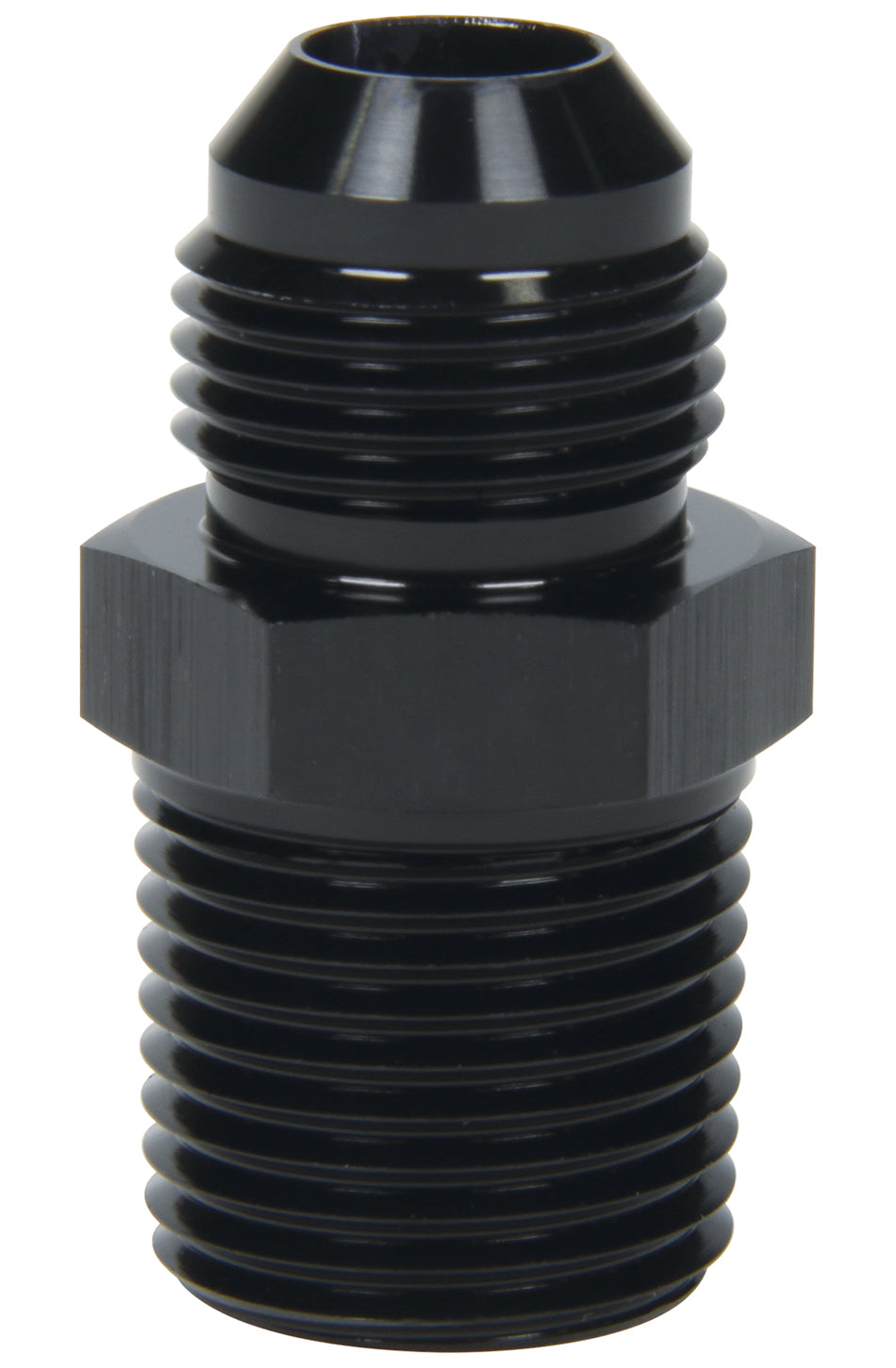 Allstar Performance ALL49502 AN to NPT Straight Fitting - 3/8 Inch to 1/8 Inch Male Aluminum Black Anodized