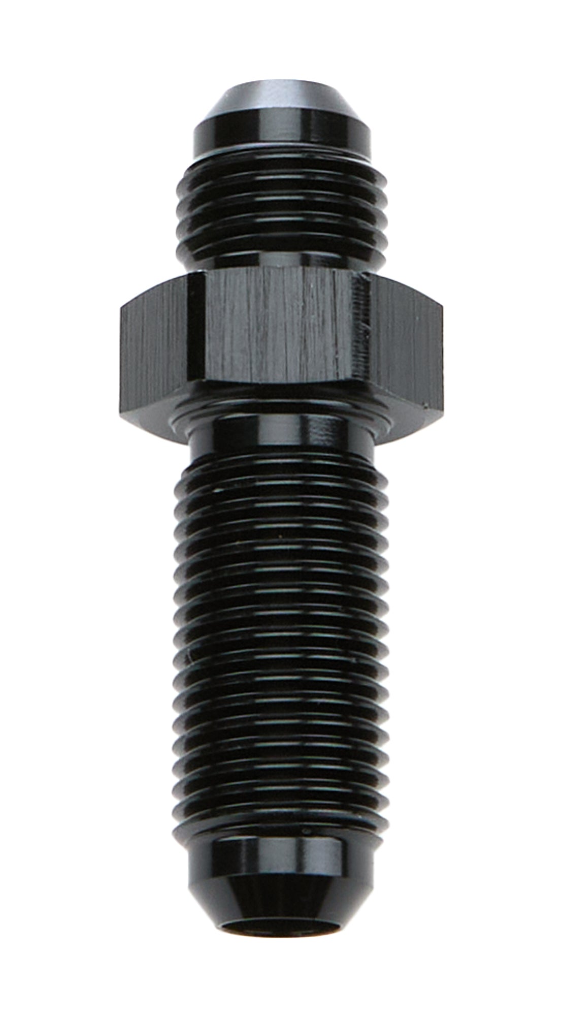 Allstar Performance ALL49612 Bulkhead AN Straight Fitting 6 AN Male to 6 AN Male Aluminum Black Anodized