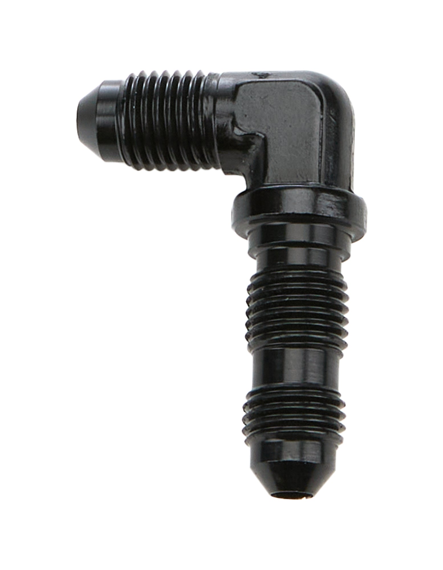 ALLSTAR Performance ALL49621 Bulkhead Fitting 90 Degree -4 AN Male to Male Aluminum Black Anodized