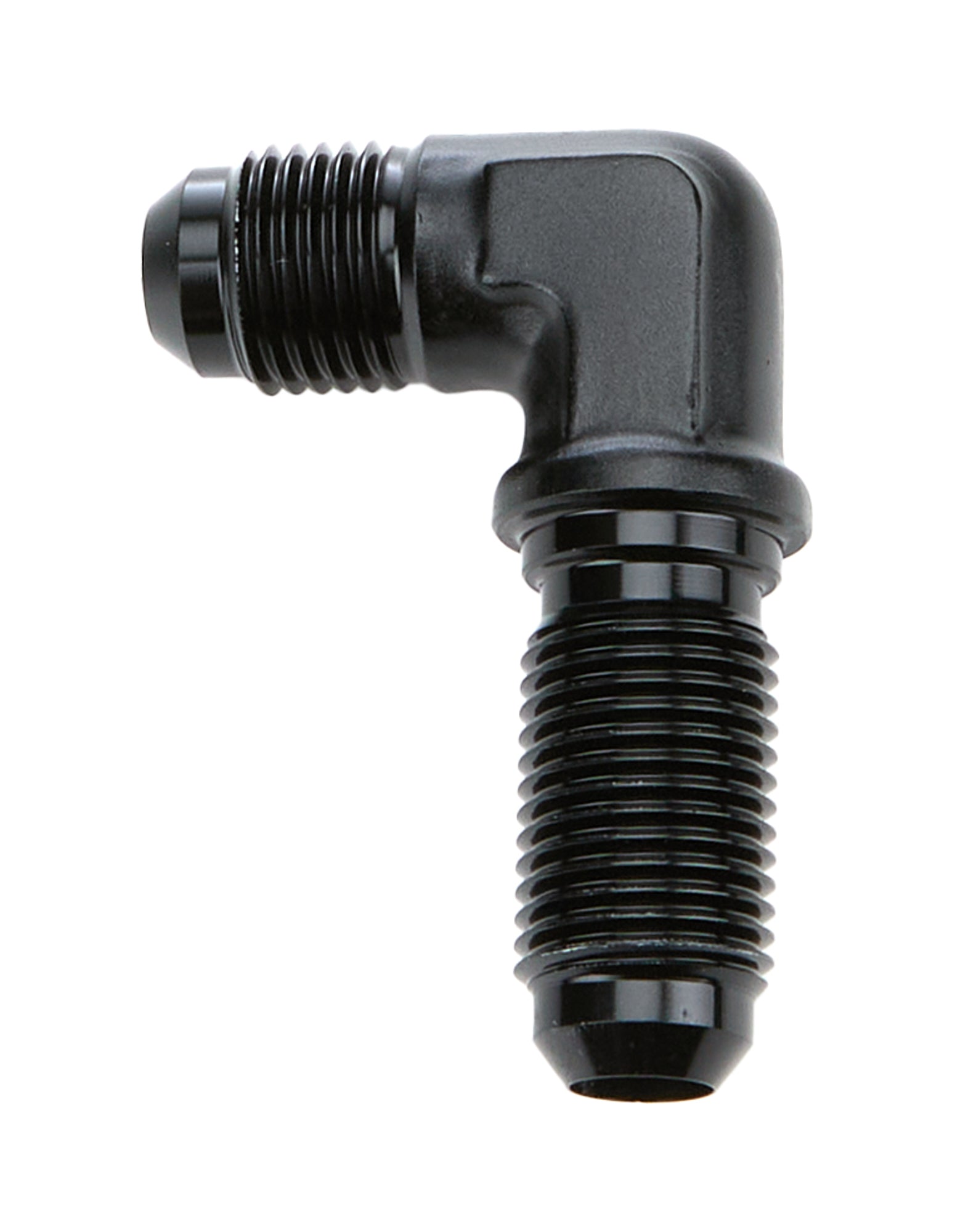 Allstar Performance ALL49622 Bulkhead Fitting, 90 Degree, 6 AN Male to Male, Aluminum Black Anodized