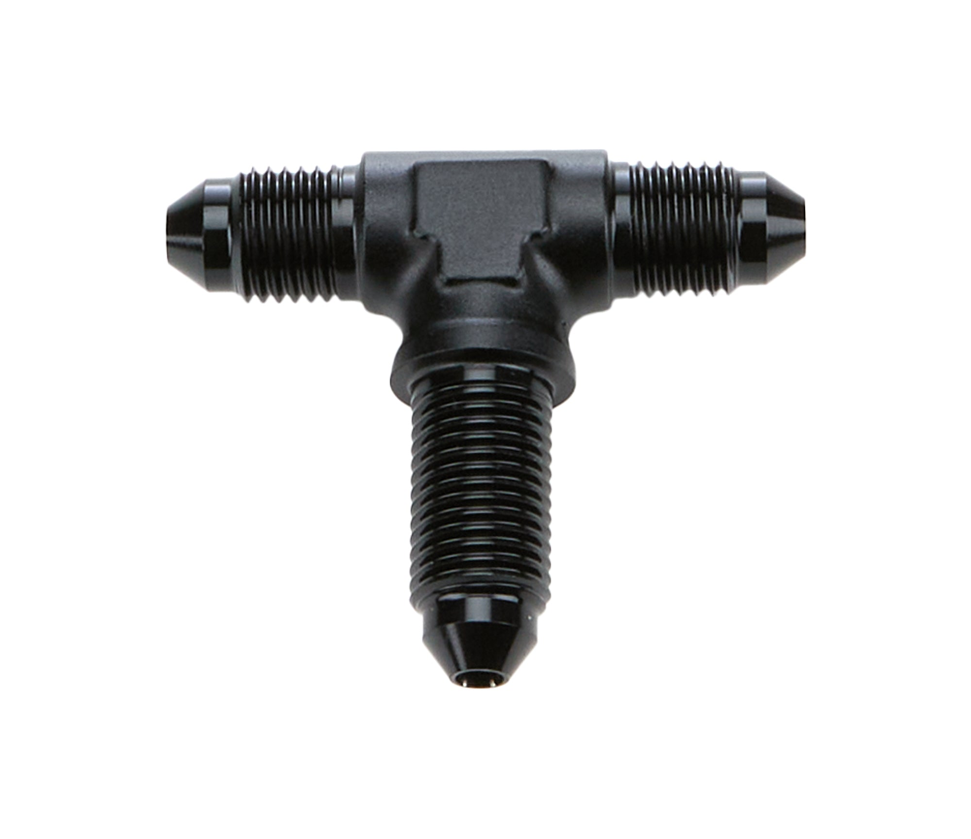 Allstar Performance ALL49630 Bulkhead AN -3 Tee with Side Outlet, Aluminum Black Anodized