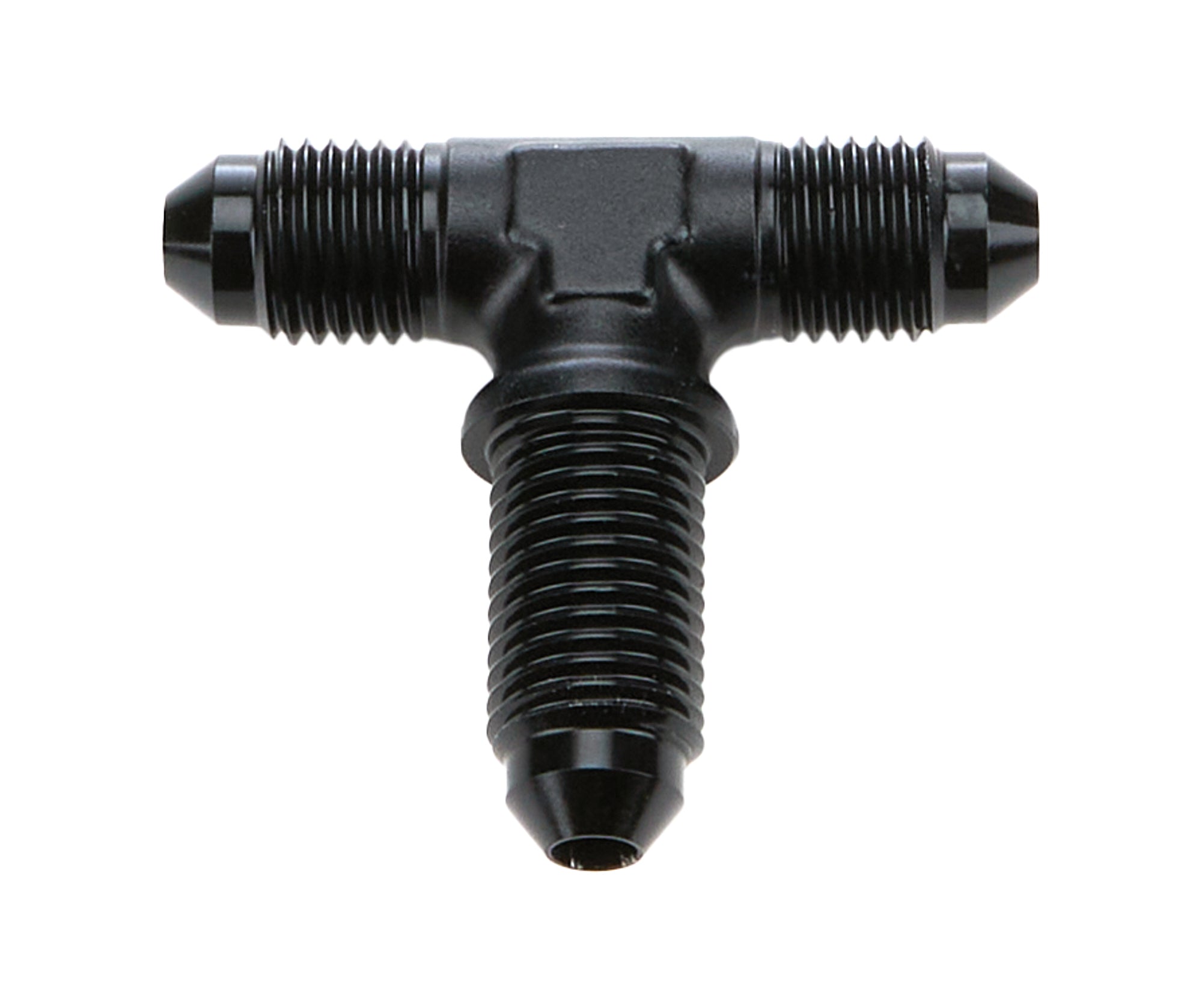 Allstar Performance ALL49631 Bulkhead AN -4 Tee with Side Port, Aluminum, Black Anodized