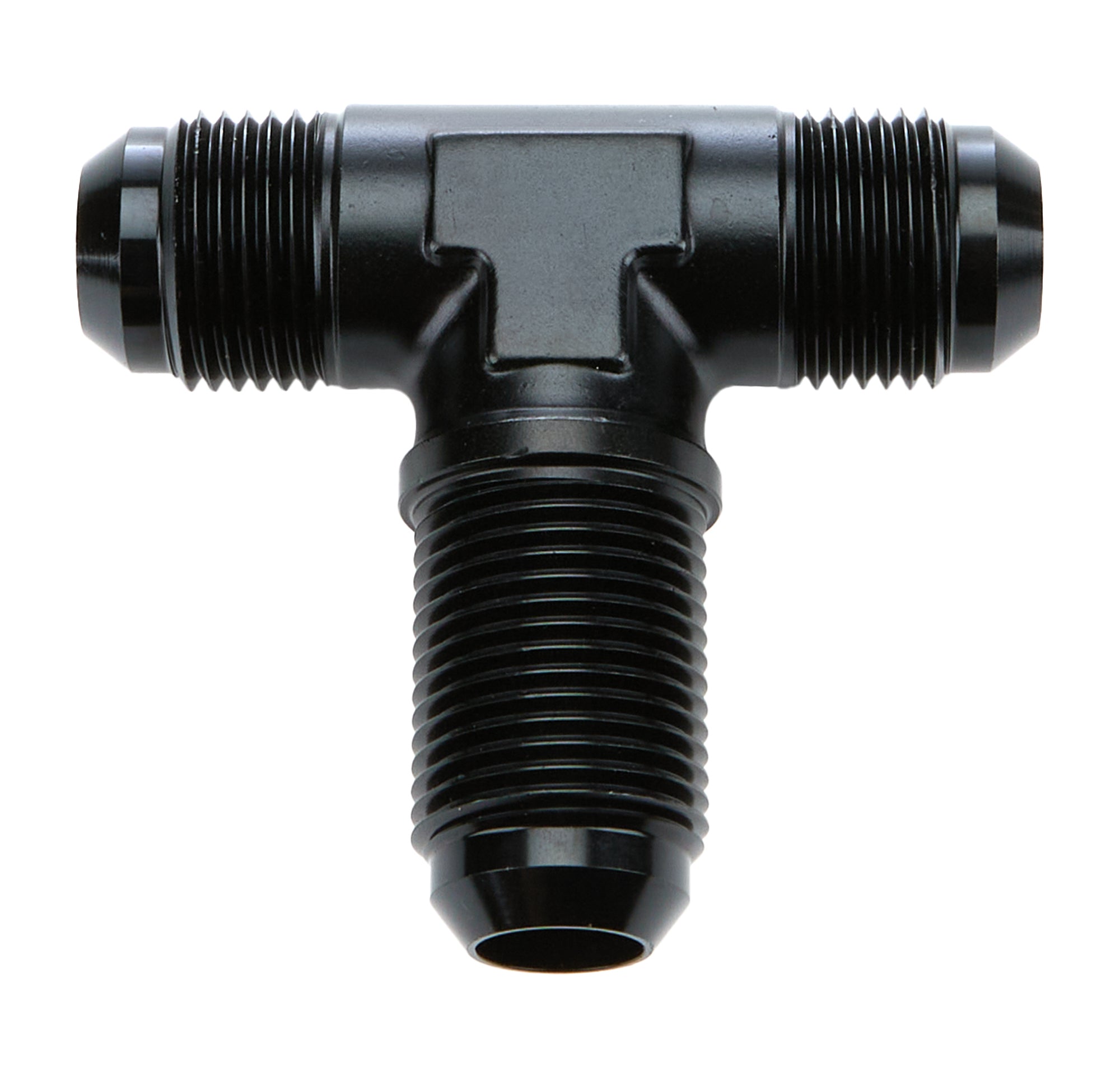 Allstar Performance ALL49634 Bulkhead AN-10 Tee with Side Port, Aluminum Black Anodized