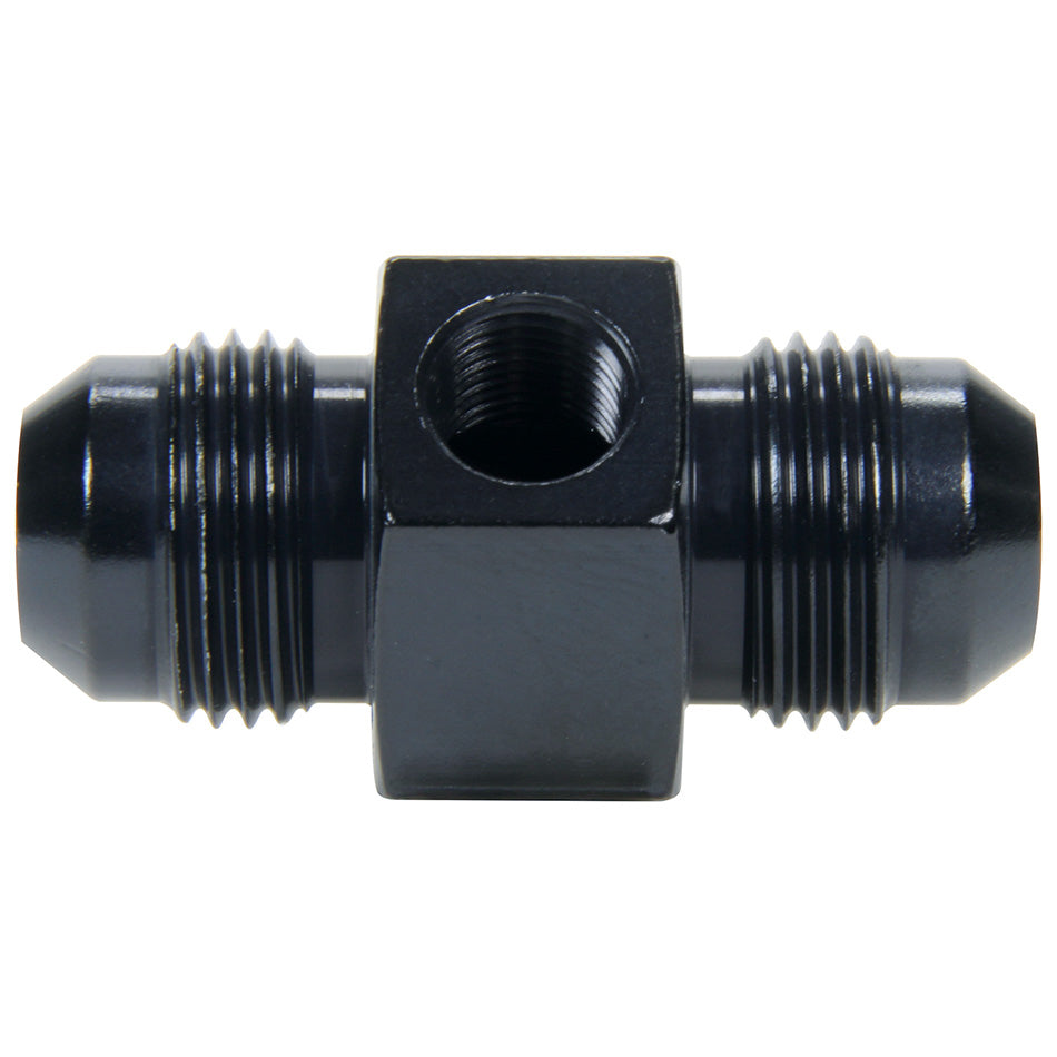 Allstar Performance ALL49765 Gauge Adapter, 8 AN Male to 8 AN Male, 1/8 Inch NPT Port, Aluminum, Black Anodized