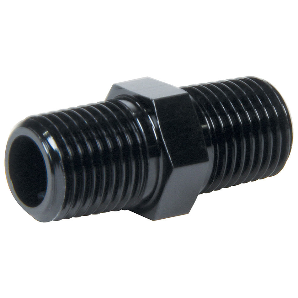 Allstar Performance ALL49781 Male Union Aluminum Adapter, 1/4 Inch NPT Male to 1/4 Inch NPT Male, Black Anodized