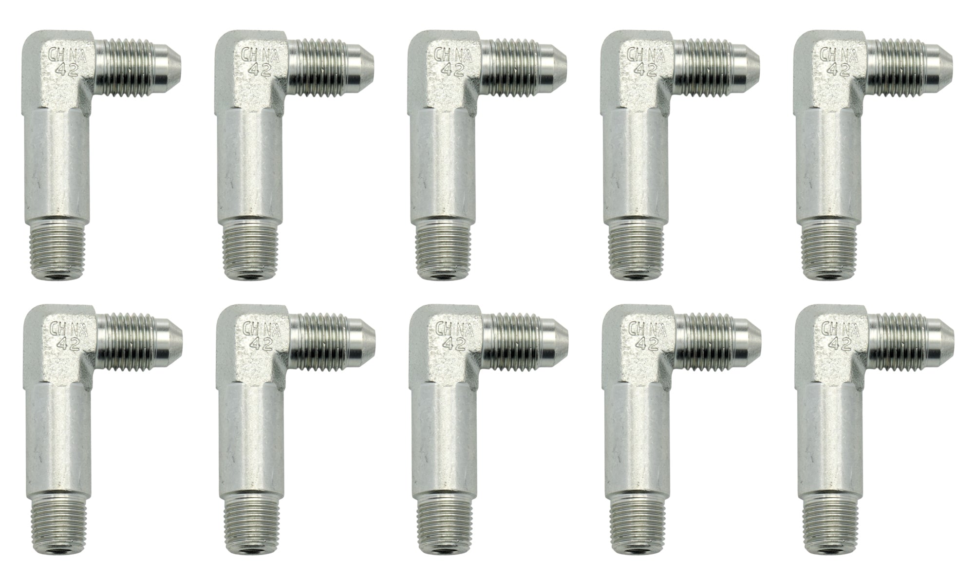 Allstar Performance ALL50021-10 Adapter Fitting, 90 Degree, 4AN Male to 1/8 in NPT Male, Steel with Zinc Oxide Finish, Set of 10