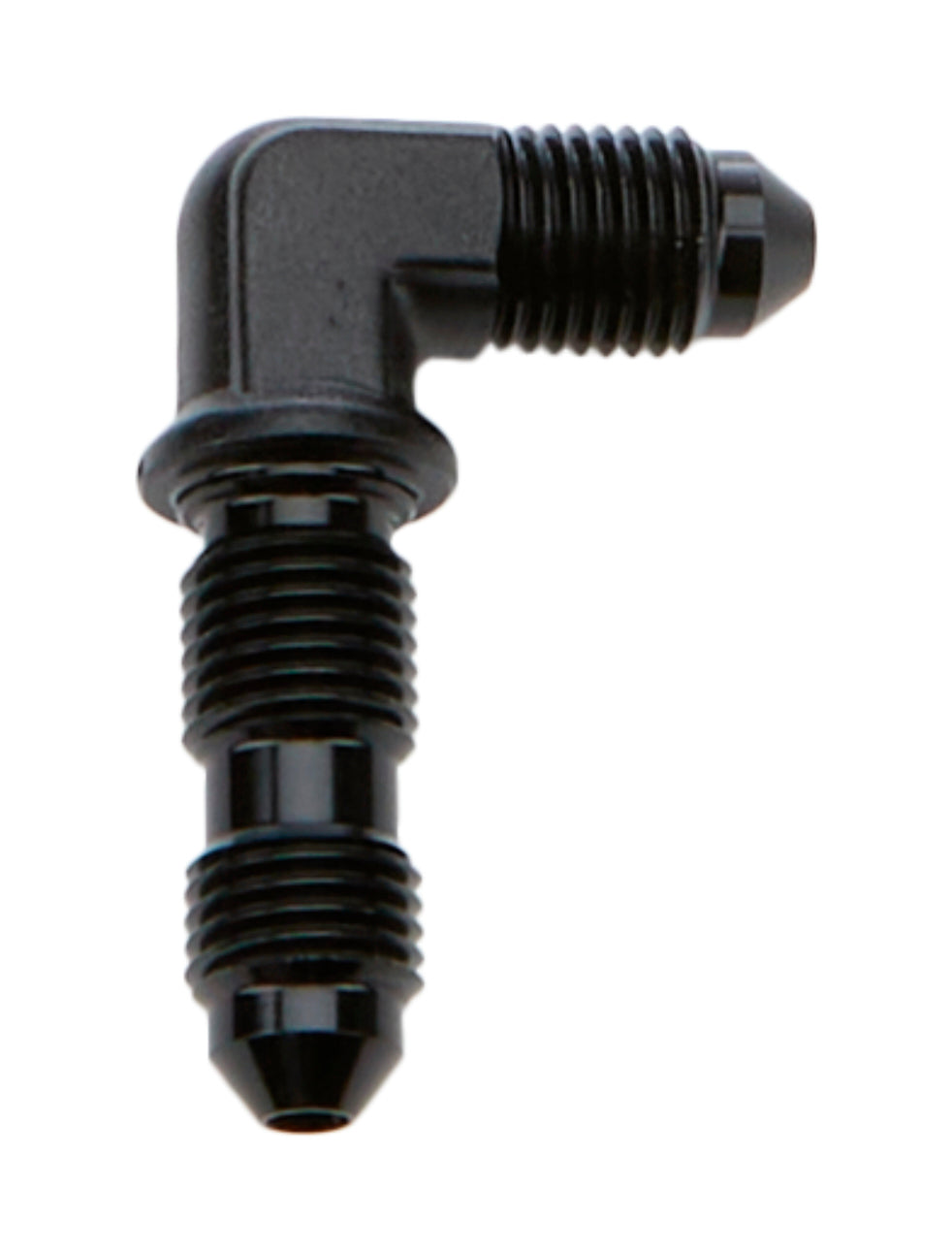 Allstar Performance ALL50094 90 Degree Aluminum Bulkhead Fitting 3AN Male to 3AN Male Black Anodized