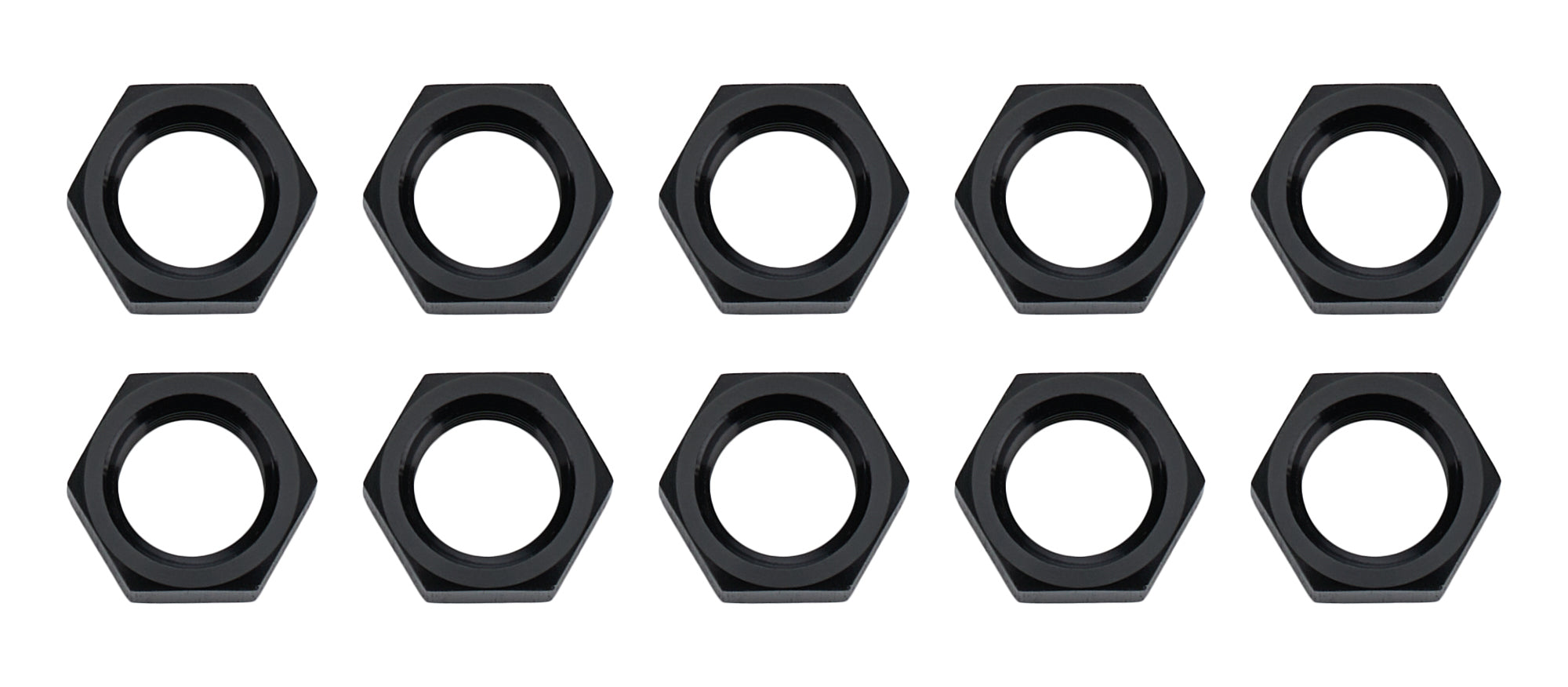 Allstar Performance ALL50098-10 Bulkhead Fitting Nut, 3AN, Aluminum, Black Anodized, Set of 10