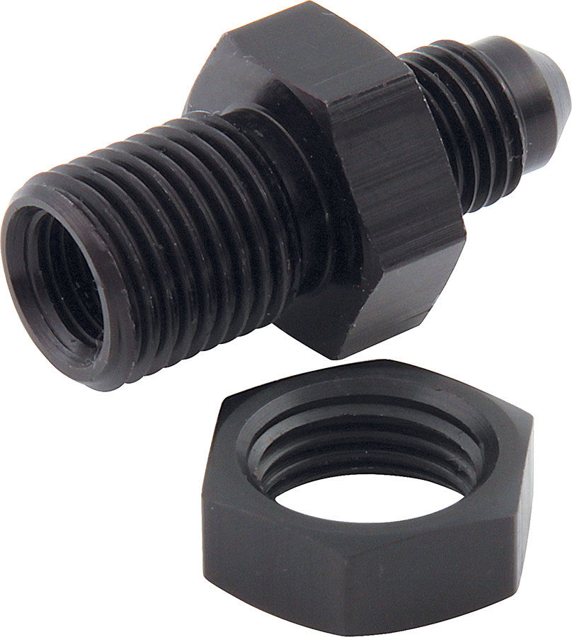 Allstar Performance ALL50104 Brake Line Adapter Bulkhead 3 AN Male to 3/8-24 Inverted Flare Male Aluminum Black Anodized