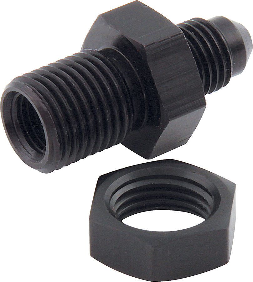 Allstar Performance ALL50105-50 Brake Line Adapter Set of 50, 4 AN Male to 3/8-24 Inverted Flare Male, Black Anodized Aluminum