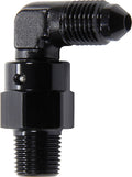 Allstar Performance ALL50108 90 Degree Swivel Adapter -3 AN Male to 1/8 Inch NPT Male Aluminum Black Anodized
