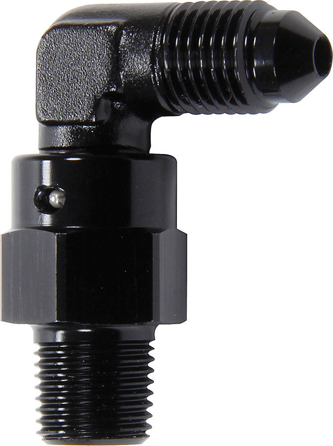 Allstar Performance ALL50108 90 Degree Swivel Adapter -3 AN Male to 1/8 Inch NPT Male Aluminum Black Anodized