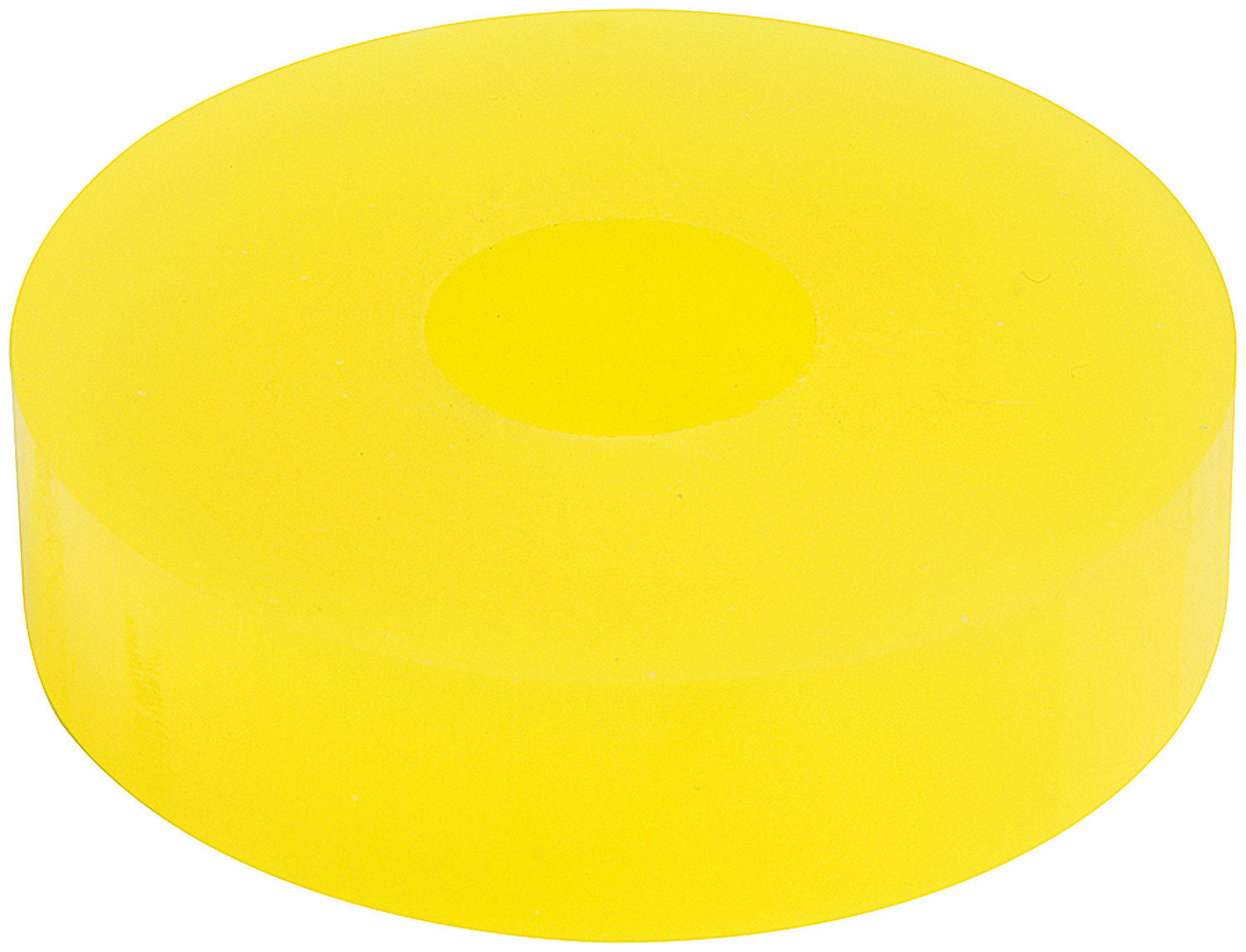 Allstar Performance ALL64384 Bump Stop Puck, 2 Inch Outer Diameter, 0.5 Inch Inner Diameter, 0.5 Inch Height, Polyurethane, 75 Durometer, Yellow, Designed for 14mm Shock Mounts