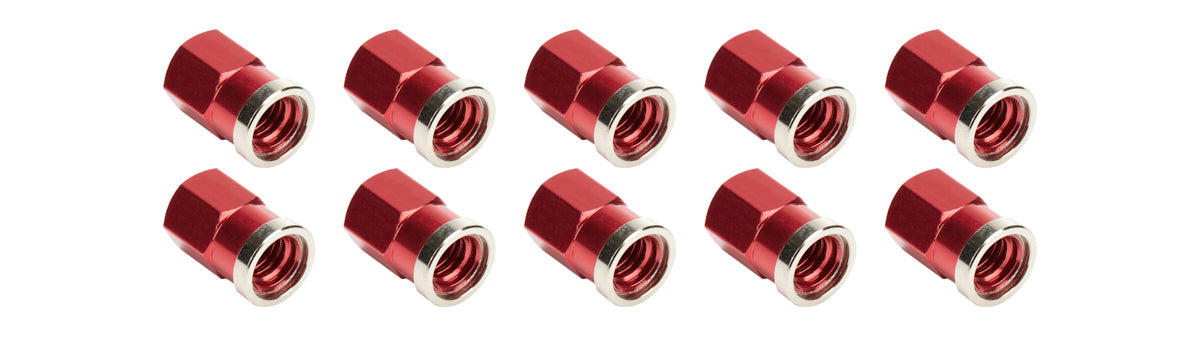 Allstar Performance ALL72059 Short Red Aluminum Quick Change Gear Cover Nuts, 3/8-16 Thread, Set of 10