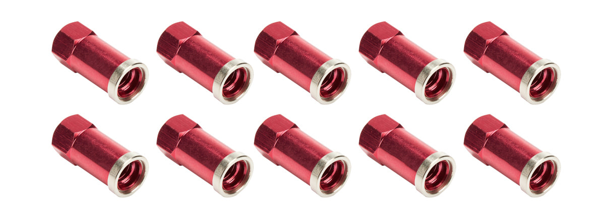 Allstar Performance ALL72061 Red Anodized Aluminum Quick Change Gear Cover Nuts, 3/8-16 Thread, Long, Set of 10