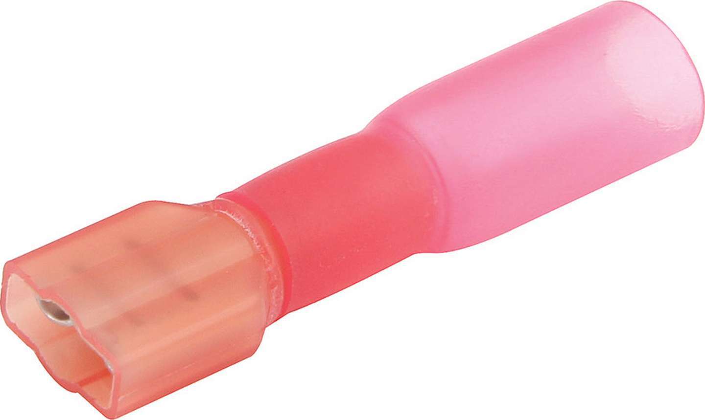 Allstar Performance ALL76068 Female Heat Shrink Spade Terminal for 22-18 Gauge Wire, Tin Plated Copper, Red, Pack of 10