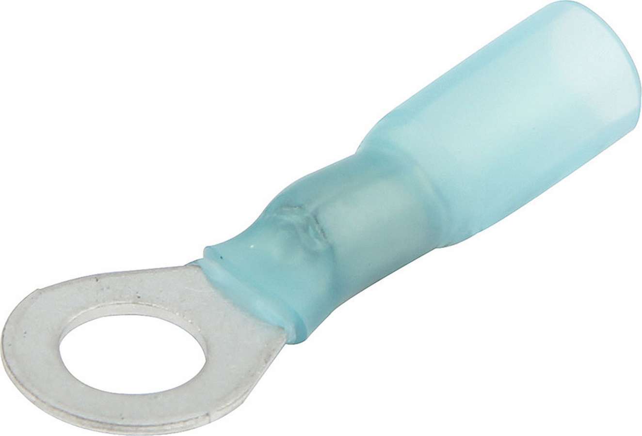Allstar Performance ALL76074 Heat Shrink Ring Terminal 1/4 Inch Hole for 16-14 Gauge Wire, Tin Plated Copper, Blue, Pack of 10