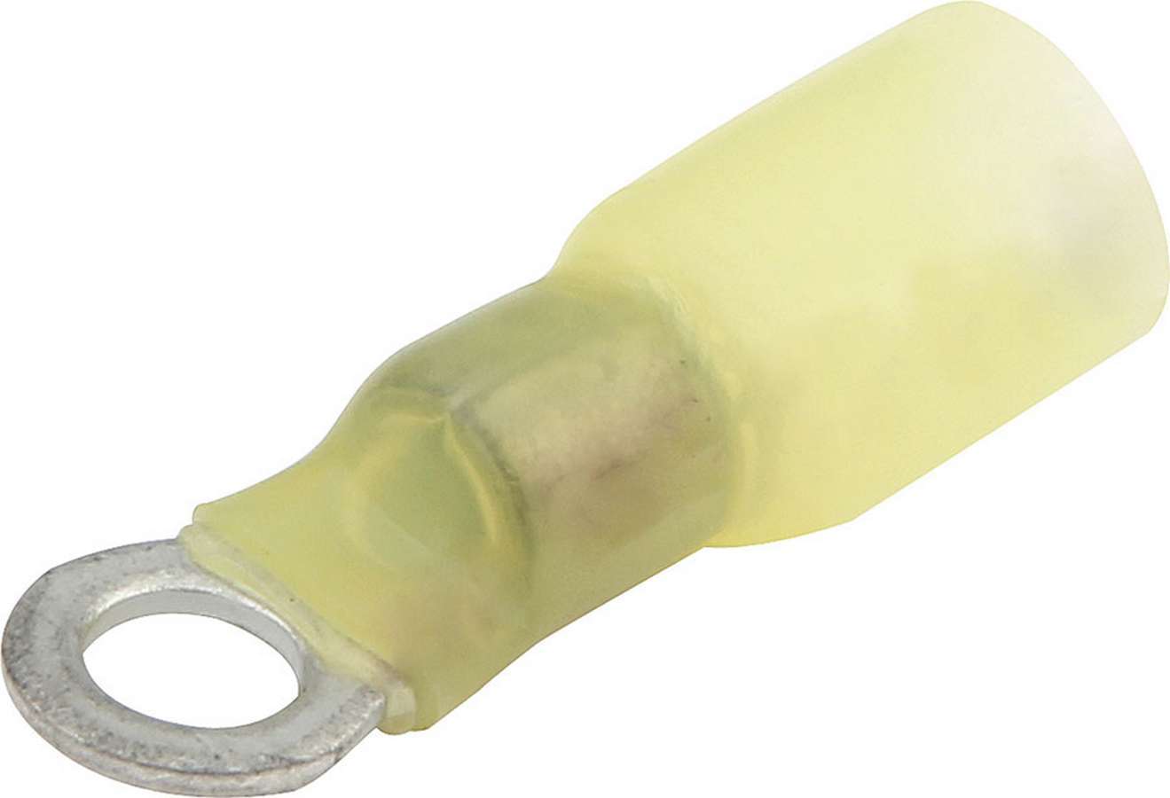 ALLSTAR Performance ALL76083 Ring Terminal #10 Hole Heat Shrink 12-10 Gauge Wire, Tin Plated Copper, Yellow, Set of 10