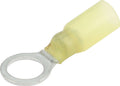 Allstar Performance ALL76086 Heat Shrink Ring Terminal for 12-10 Gauge Wire, 3/8 Inch Hole, Tin Plated Copper, Yellow, Pack of 10