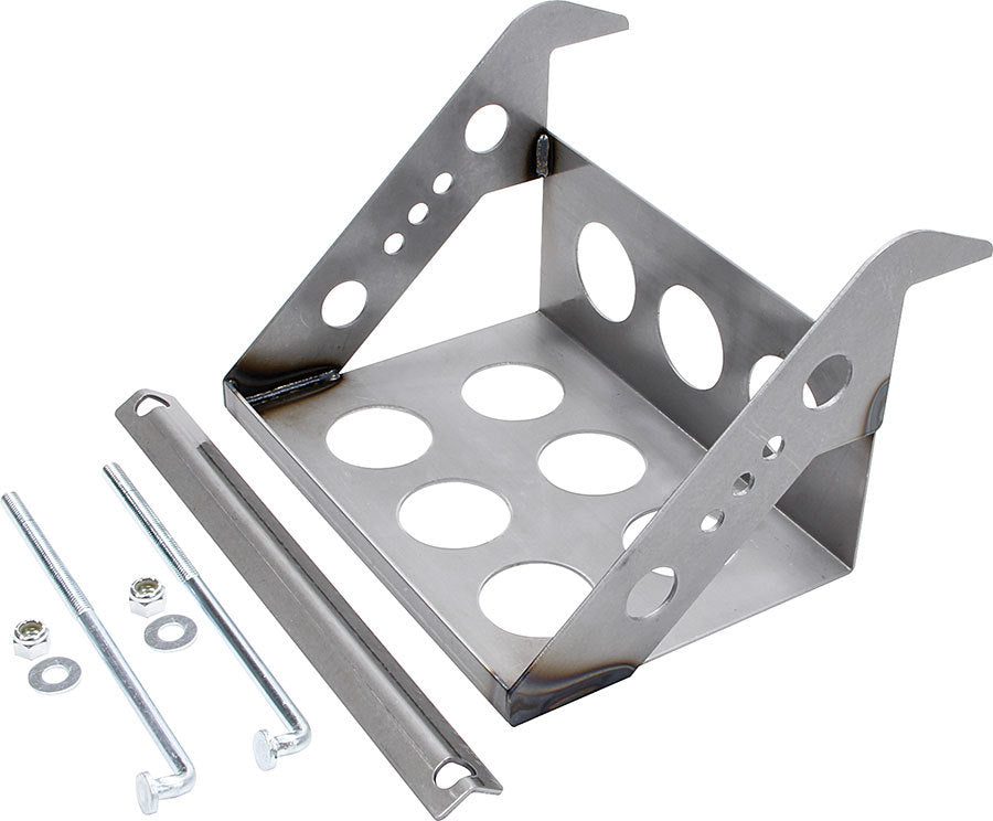 Allstar Performance ALL76101 Battery Tray 10 Inch Length by 7.25 Inch Width Steel Frame With Hooks