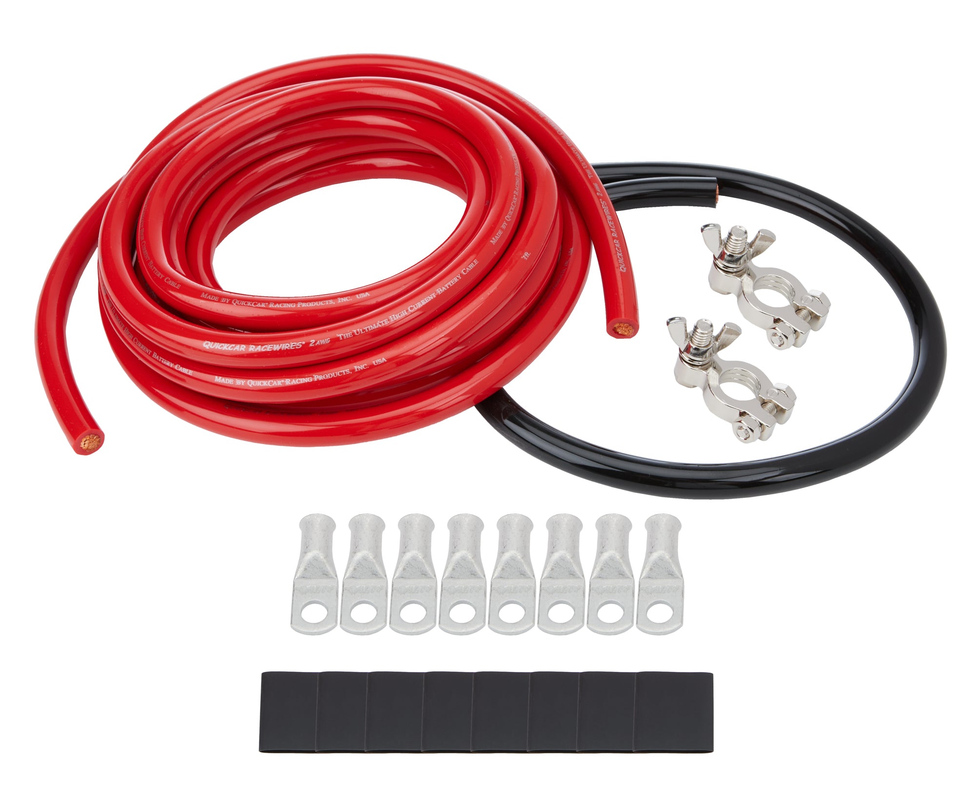 Allstar Performance ALL76110 Battery Cable Kit 2 Gauge with Top Mount Terminals, 15 ft Red and 2 ft Black Copper Cables