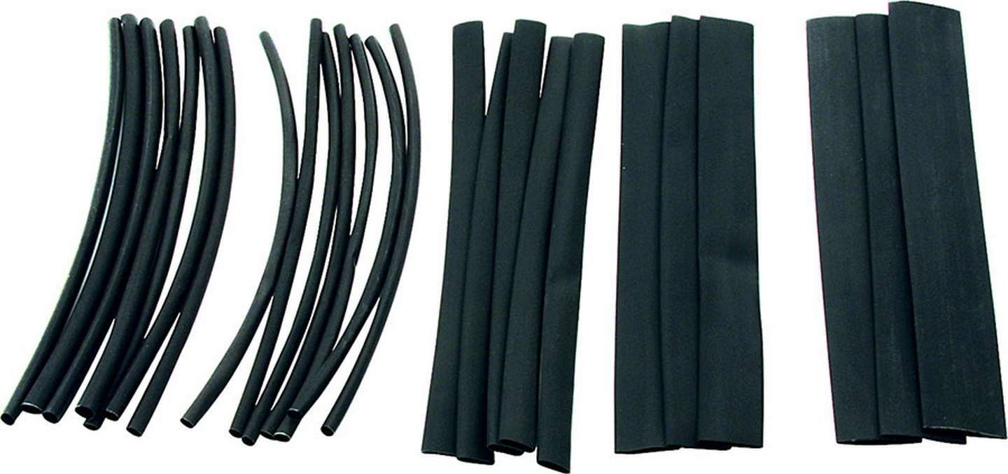 Allstar Performance ALL76160 Heat Shrink Tubing Assortment Kit, 1/8 to 1/2 Inch Diameter, Black