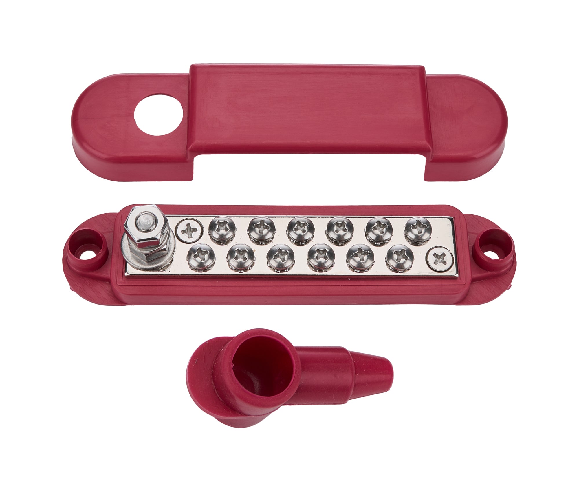 Allstar Performance ALL76170 Buss Bar Red with 12-Wire Terminal Block and Cover Kit