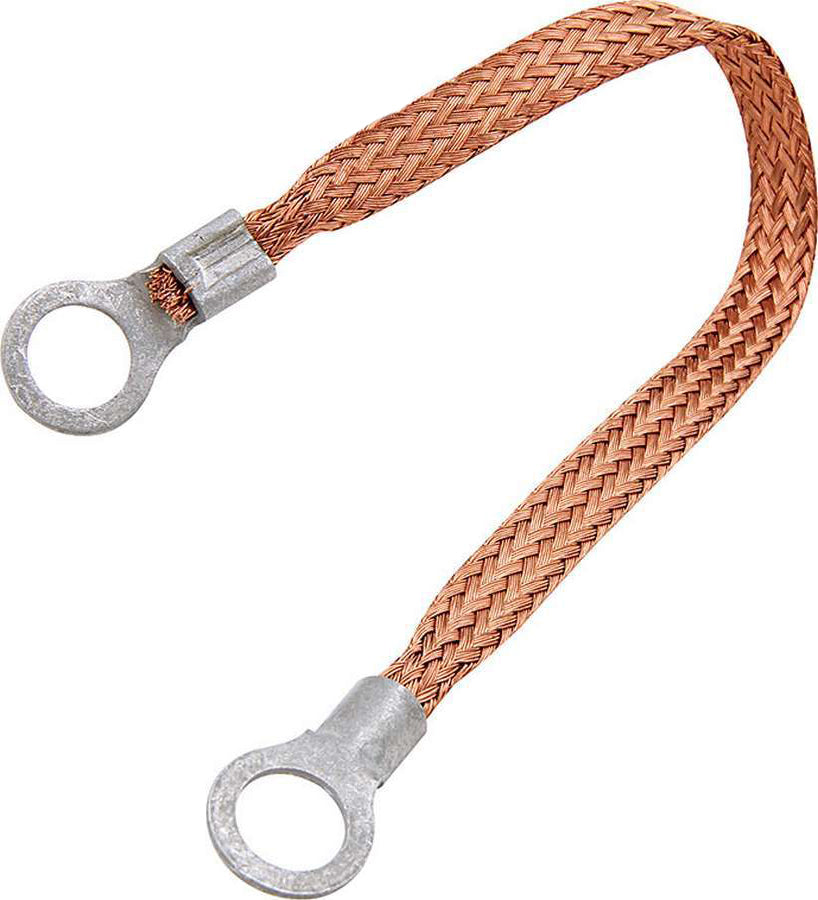 Allstar Performance ALL76330-6 Copper Ground Strap, 6 Inch, Flat Braided, 12 Gauge Wire, 5/16 Inch Wide, 3/8 Inch Ring Terminals
