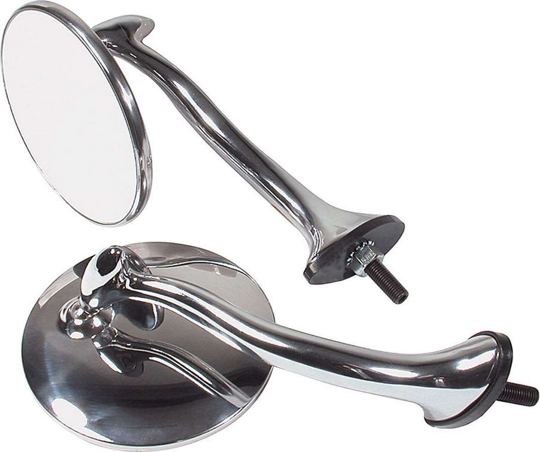 Allstar Performance ALL76400 Swan Neck Side View Mirrors 4 Inch Diameter Stainless Steel Pair