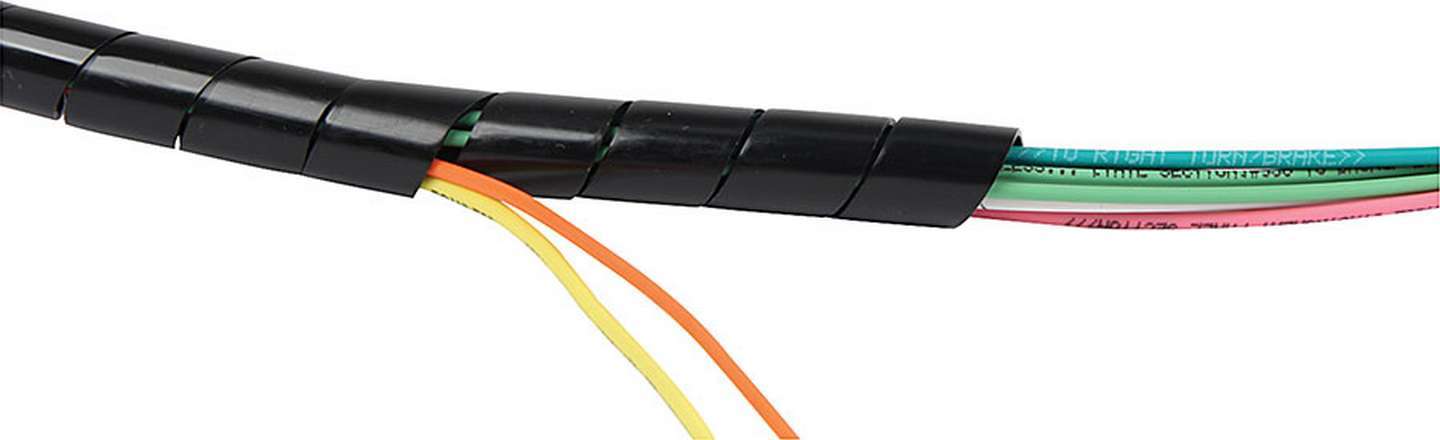 Allstar Performance ALL76602 Spiral Wire Loom 1/2 Inch Diameter, 10 Feet Length, Black Plastic Protection Sleeve