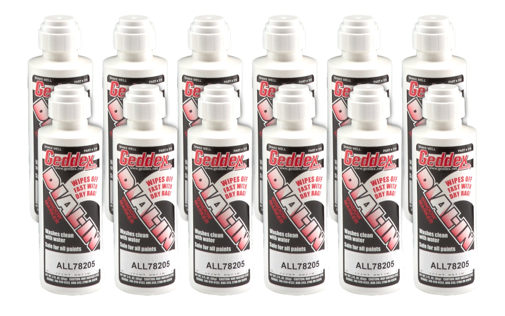 Allstar Performance ALL78205-12 Dial-In Window Marker Set of 12, White, 3 oz Bottles