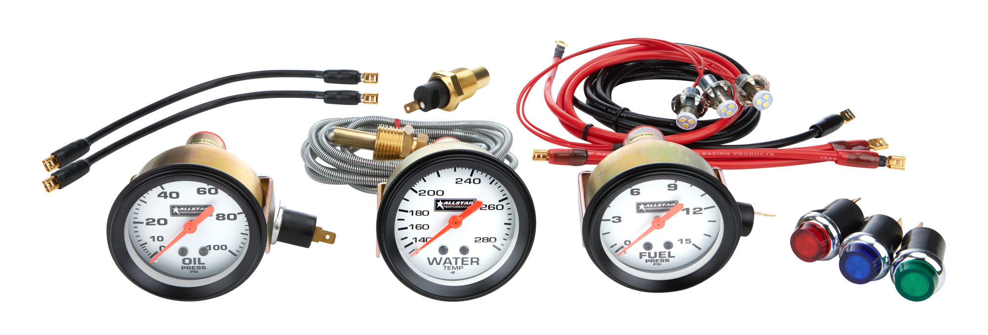 Allstar Performance ALL80082 3 Gauge Kit with Oil Pressure, Water Temperature, and Fuel Pressure Gauges