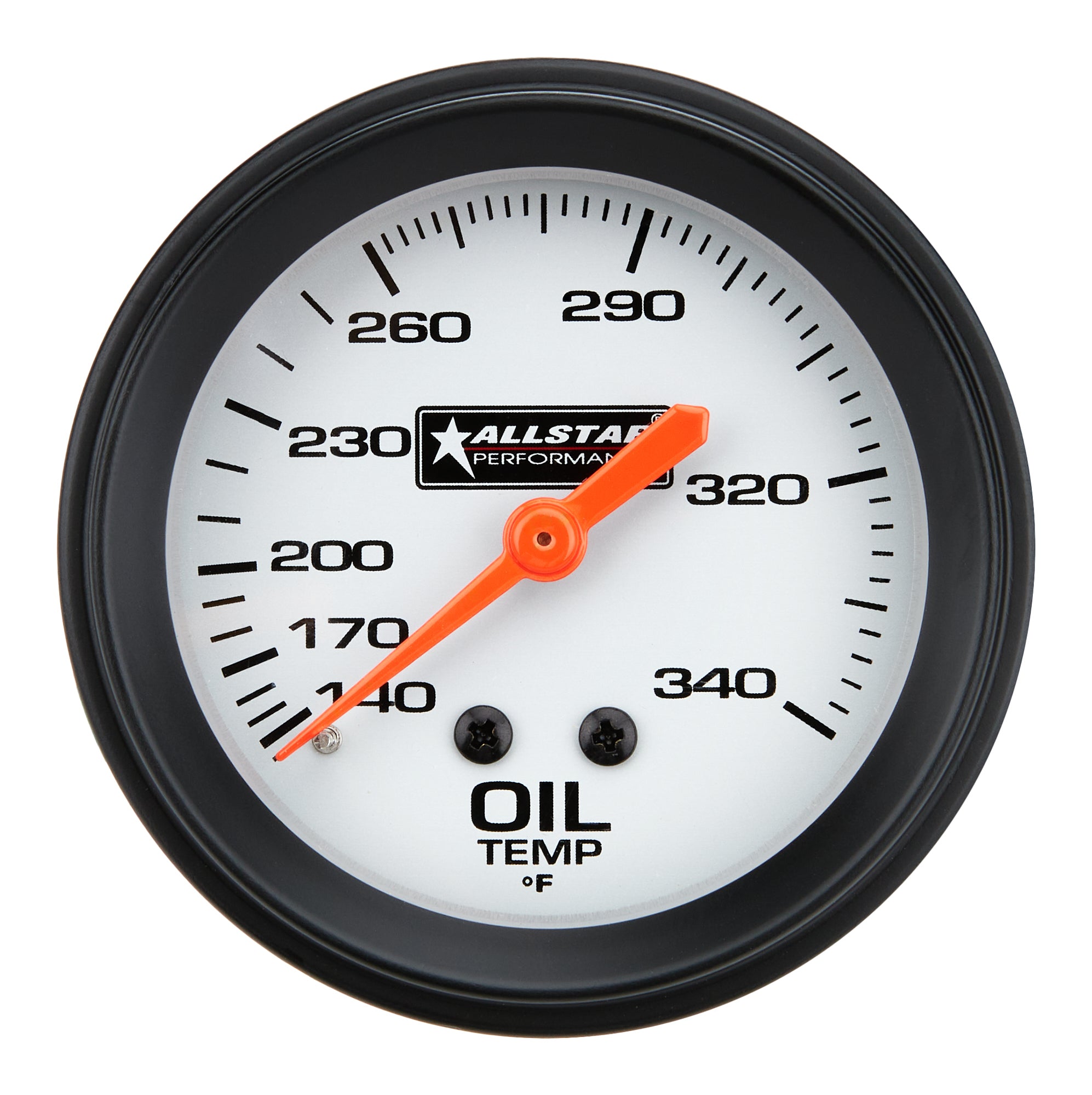 Allstar Performance ALL80097 Oil Temperature Gauge 140-340°F Mechanical Analog 2-5/8 Inch Silver Face