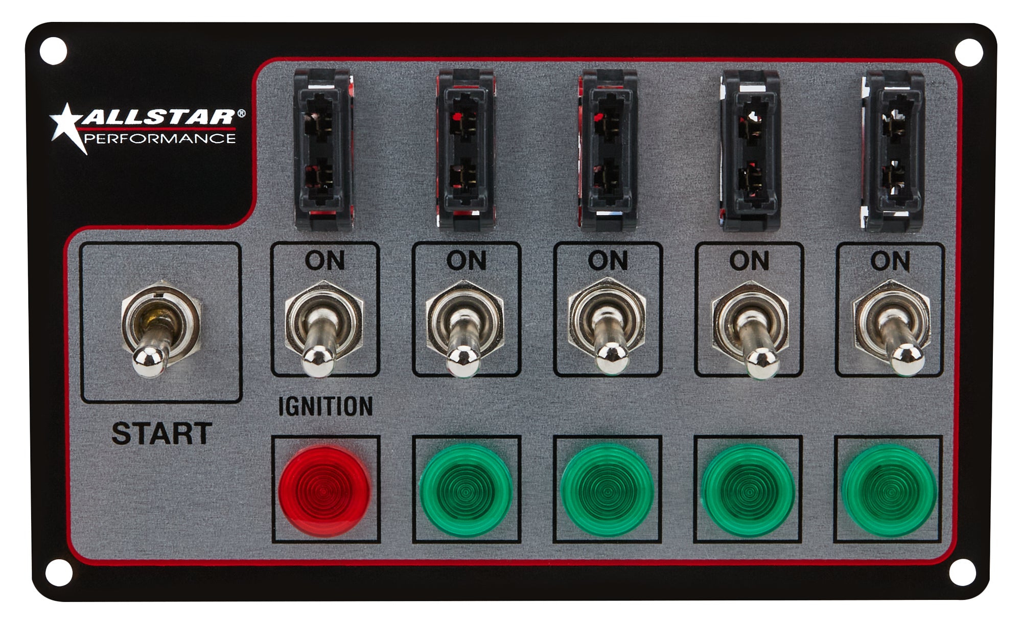 Allstar Performance ALL80138 Fused Switch Panel with 4 Toggle Switches and Ignition Mounting Kit