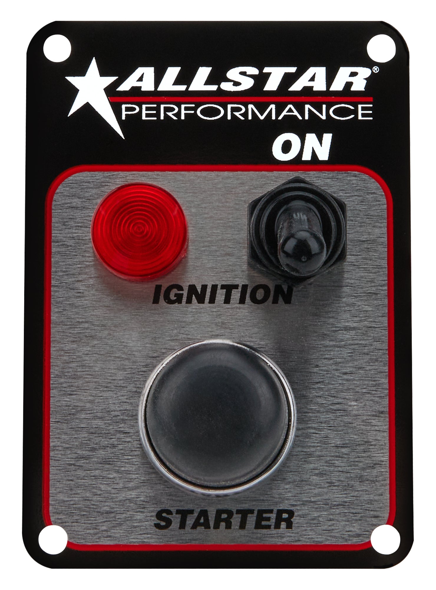Allstar Performance ALL80142 Switch Panel with Indicator Light, Dash Mount, 2.625 x 3.75 Inches, Includes One Toggle and One Momentary Button