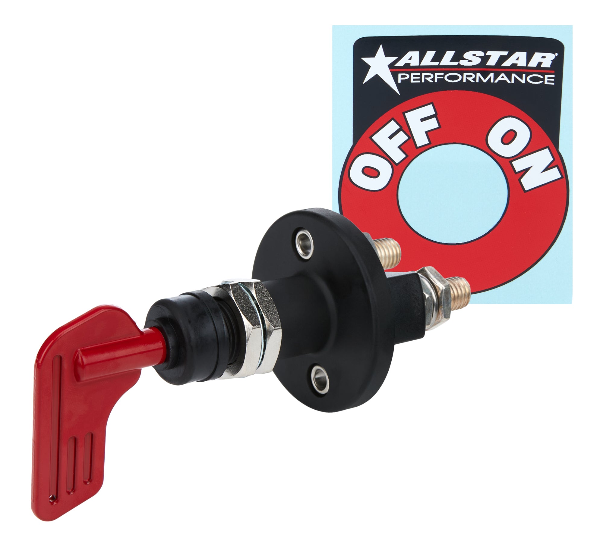 Allstar Performance ALL80152 Battery Disconnect with Rotary Switch, 160 Amps, 12V, Panel Mount, Red Handle, Removable Key