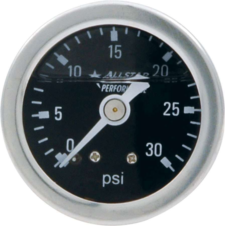 Allstar Performance 80202 1.5 Inch Mechanical Liquid Filled Pressure Gauge 0-30 PSI