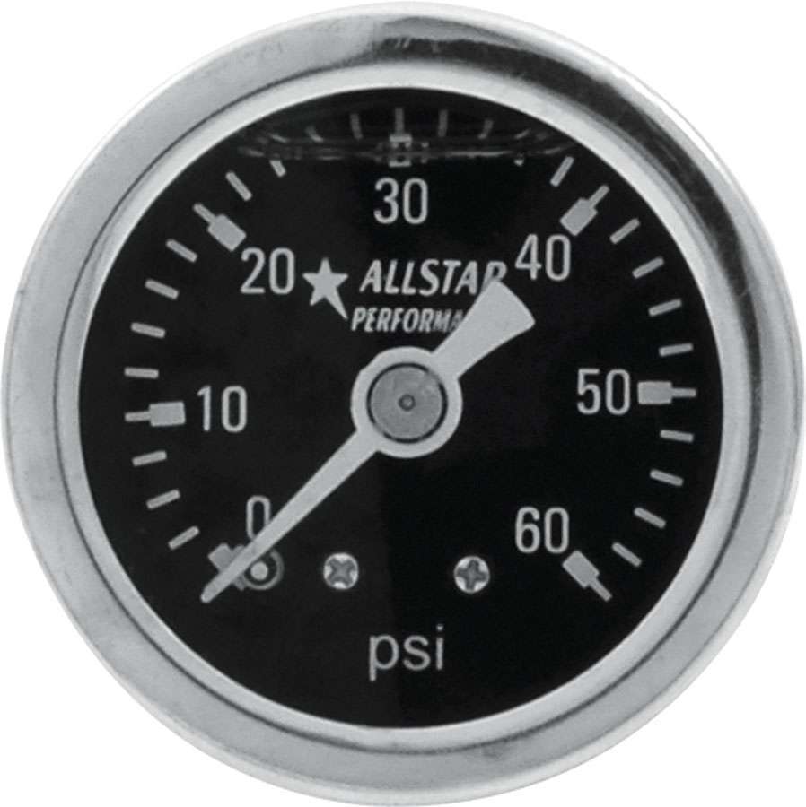 Allstar Performance 80204 1.5 Inch Mechanical Pressure Gauge 0-60 PSI Liquid Filled