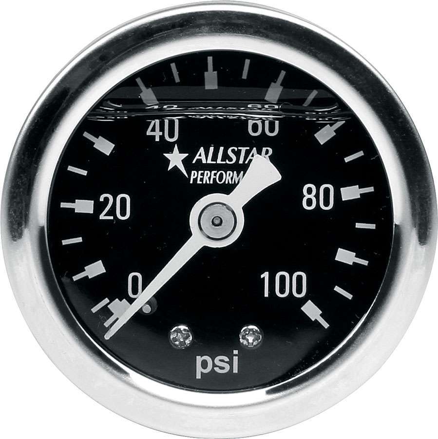 Allstar Performance ALL80206 1.5 Inch Mechanical Liquid Filled Pressure Gauge 0-100 PSI