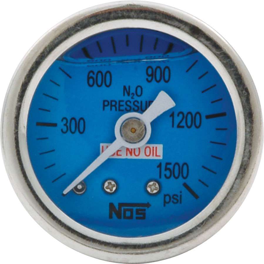 ALLSTAR Performance ALL80208 1.5 Inch Mechanical Nitrous Pressure Gauge 0-1500 psi, Liquid Filled, Blue Face